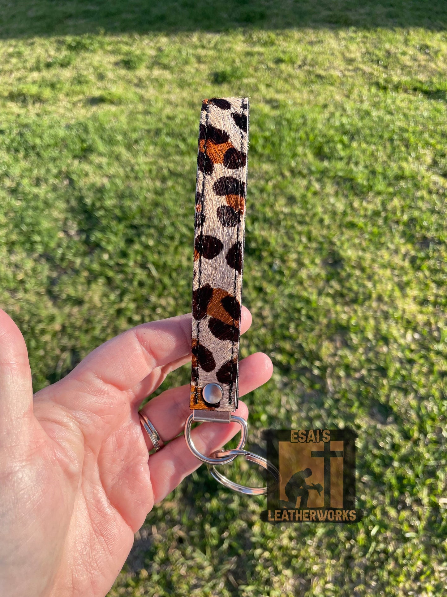 Leopard Cowhide Keychain Wristlet